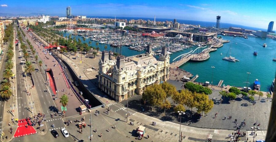 Barcelona: Columbus Monument - Collserola, Tibidabo, and the Far Horizon