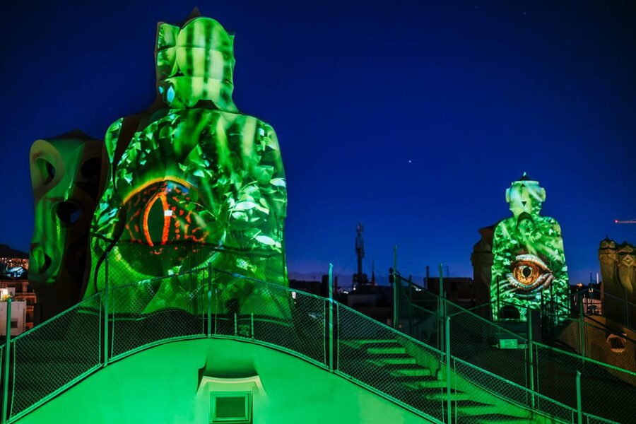 Barcelona: La Pedrera Night Experience - Light projections lead you through the stairwells