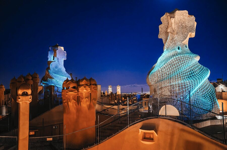 Barcelona: La Pedrera Night Experience - The courtyards show Gaudí’s practical side
