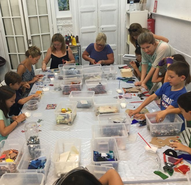 Guided Gaudí’s Trencadís Mosaic Workshop in Barcelona - Cutting ceramic and learning the Trencadís technique