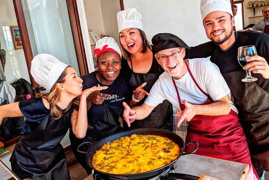 Madrid: Paella and Sangria Workshop in the City Center - Making sangria before the cooking begins