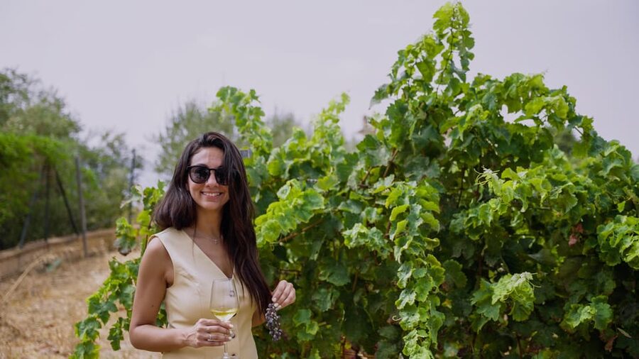 Malaga: Organic Vineyard Tour with 6 Wines, Tapas & Transfer - A short walk among organic vines
