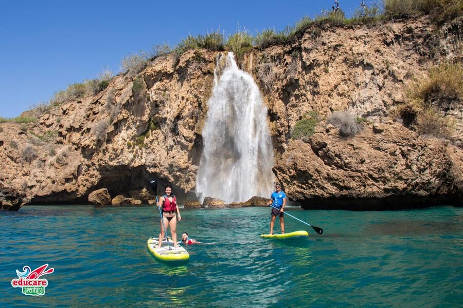 Nerja: Maro Waterfall Boat Trip with Paddleboarding & Drink - Swimming and snorkeling in clear coastal water