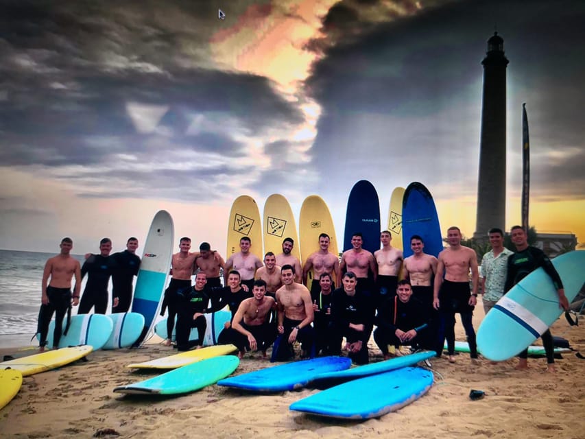 Playa del Inglés surf lessons - Learning with Rayco, Doramas, Toramas, and Charlie