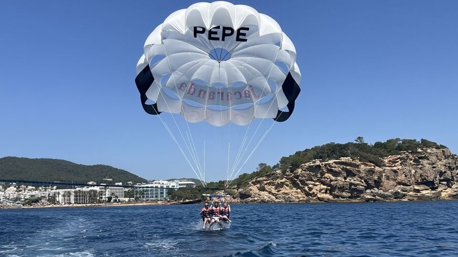 Santa Eulària des Riu: Parasailing Boat Cruise with Drinks - The parasail flight over Es Canar