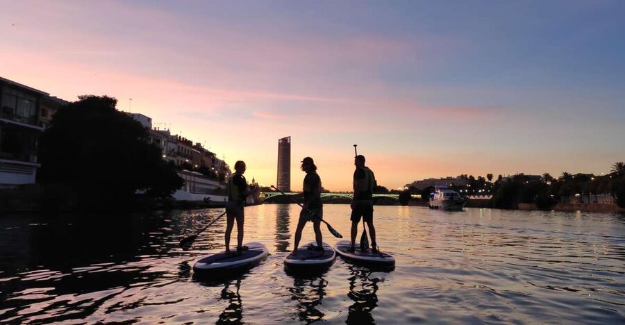 Seville: Sunset and Evening Paddle Boarding Tour - Five minutes that make a first paddle easier